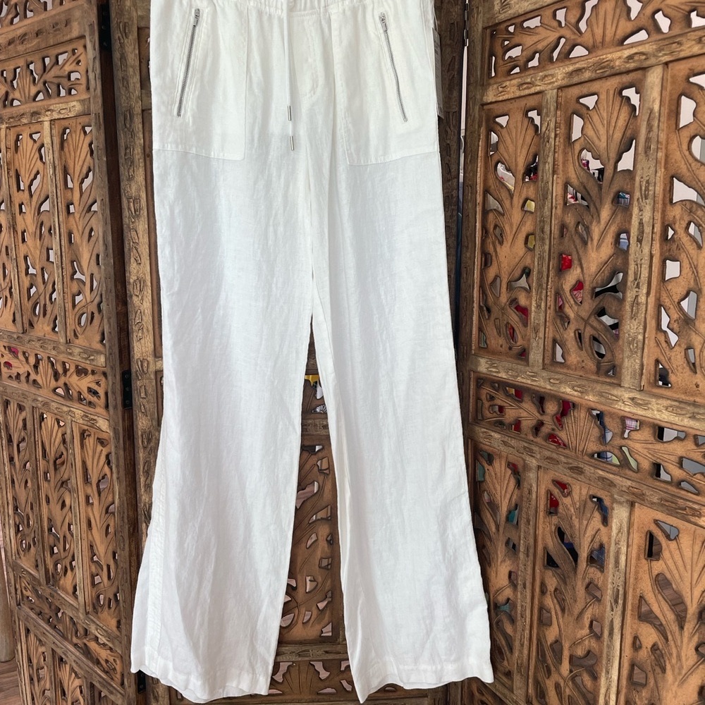 White Linen Wide-Leg Pants Women’s
